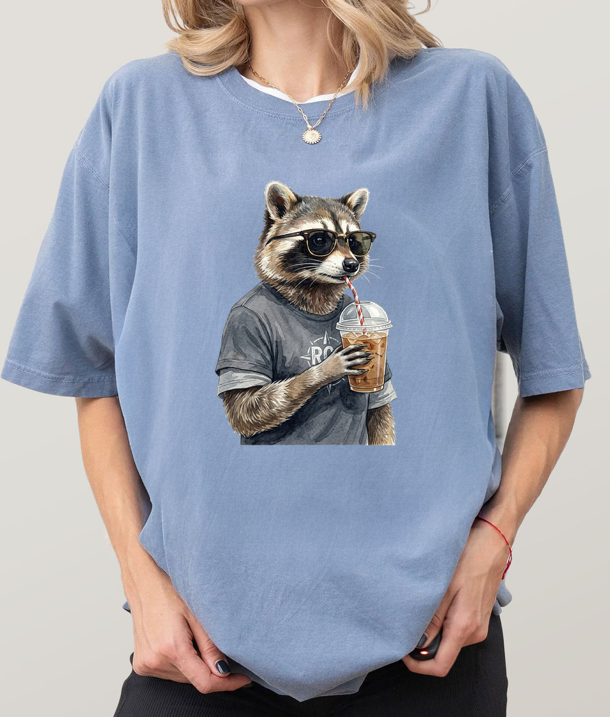 Coffee Drinker Racoon T-Shirt