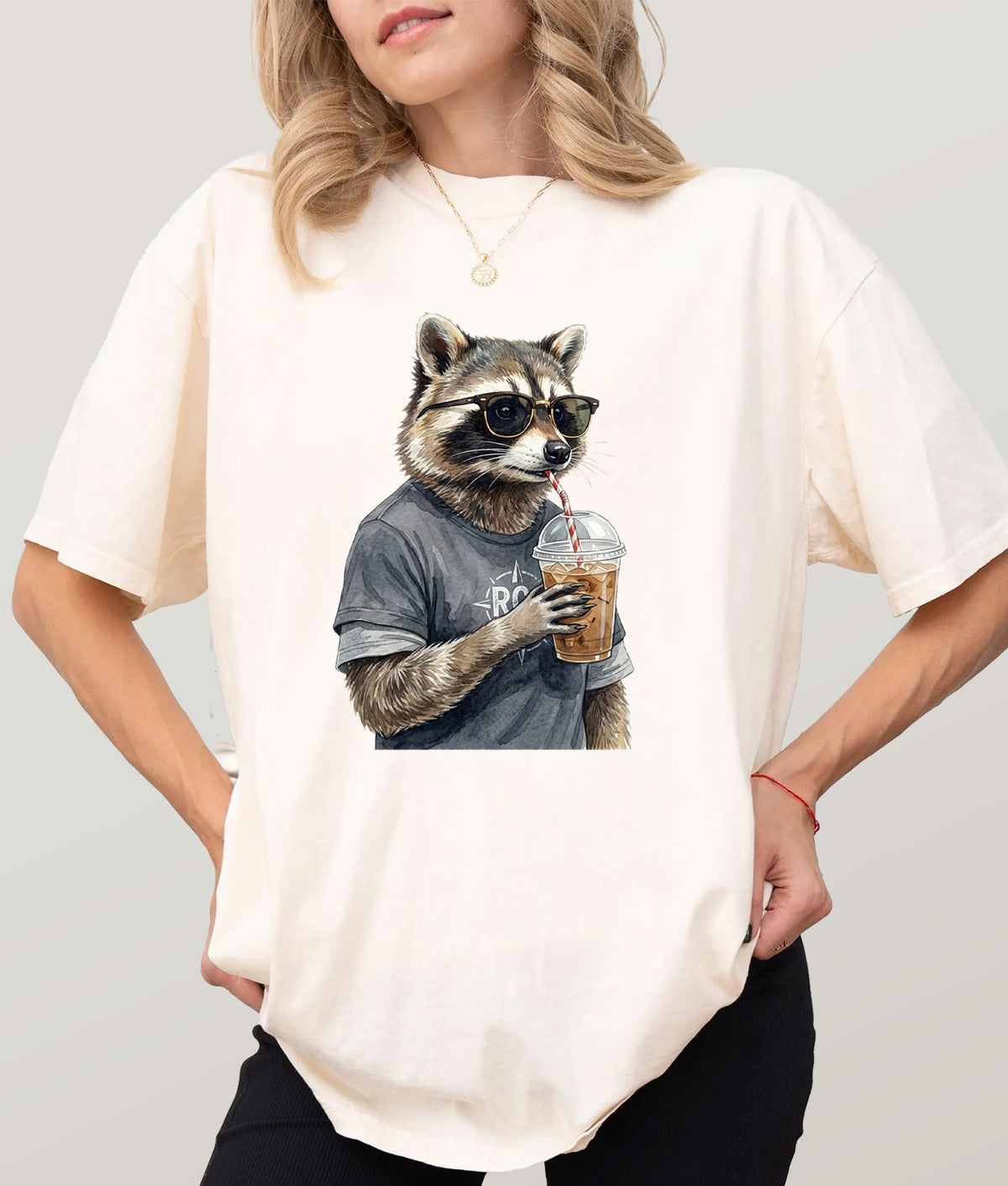 Coffee Drinker Racoon T-Shirt
