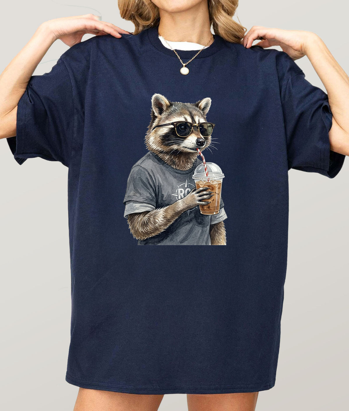 Coffee Drinker Racoon T-Shirt